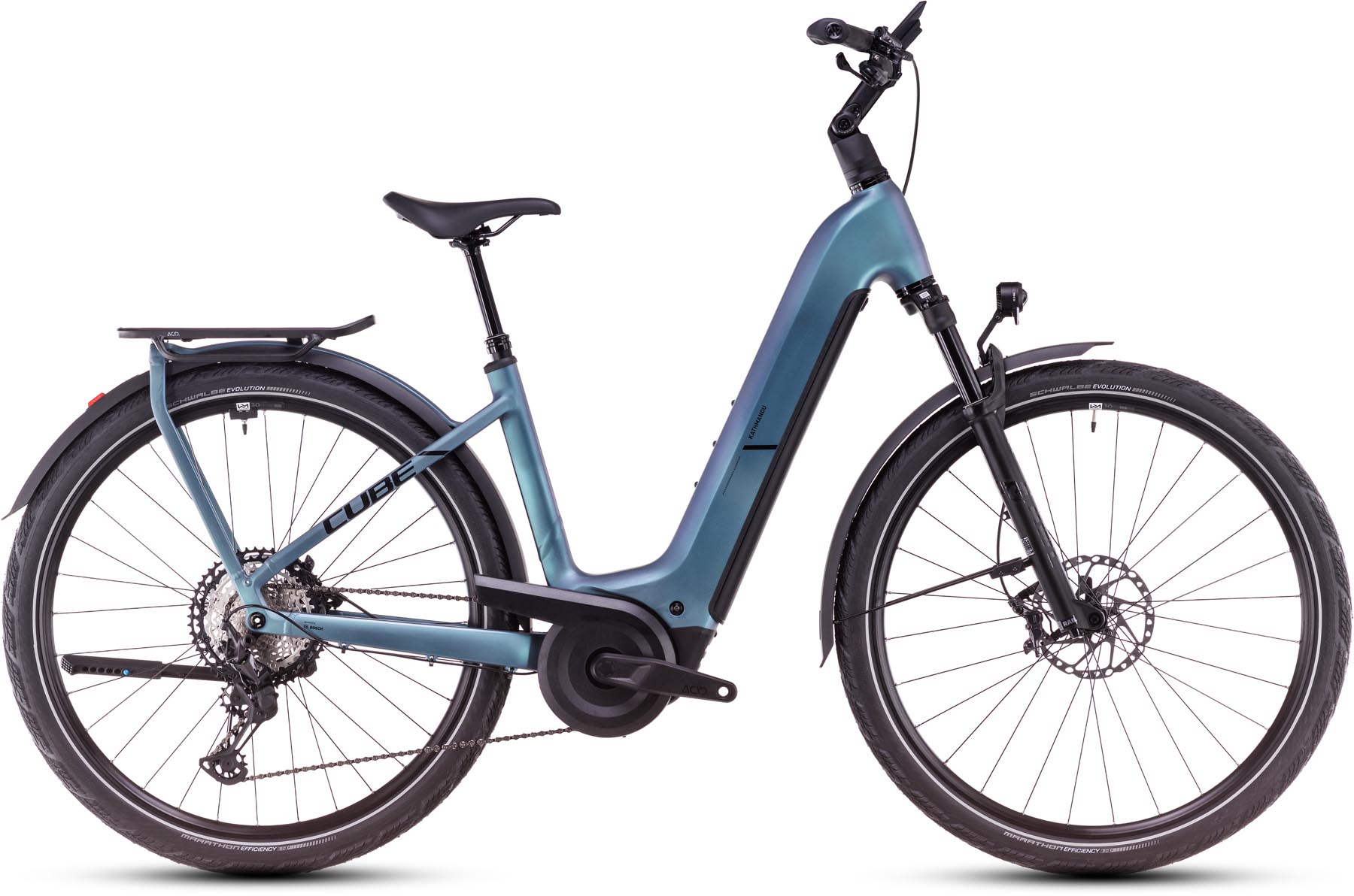 Cube Kathmandu Hybrid SLX 800 smaragdgrey n black 2025 - Vélo trekking électrique col de cygne