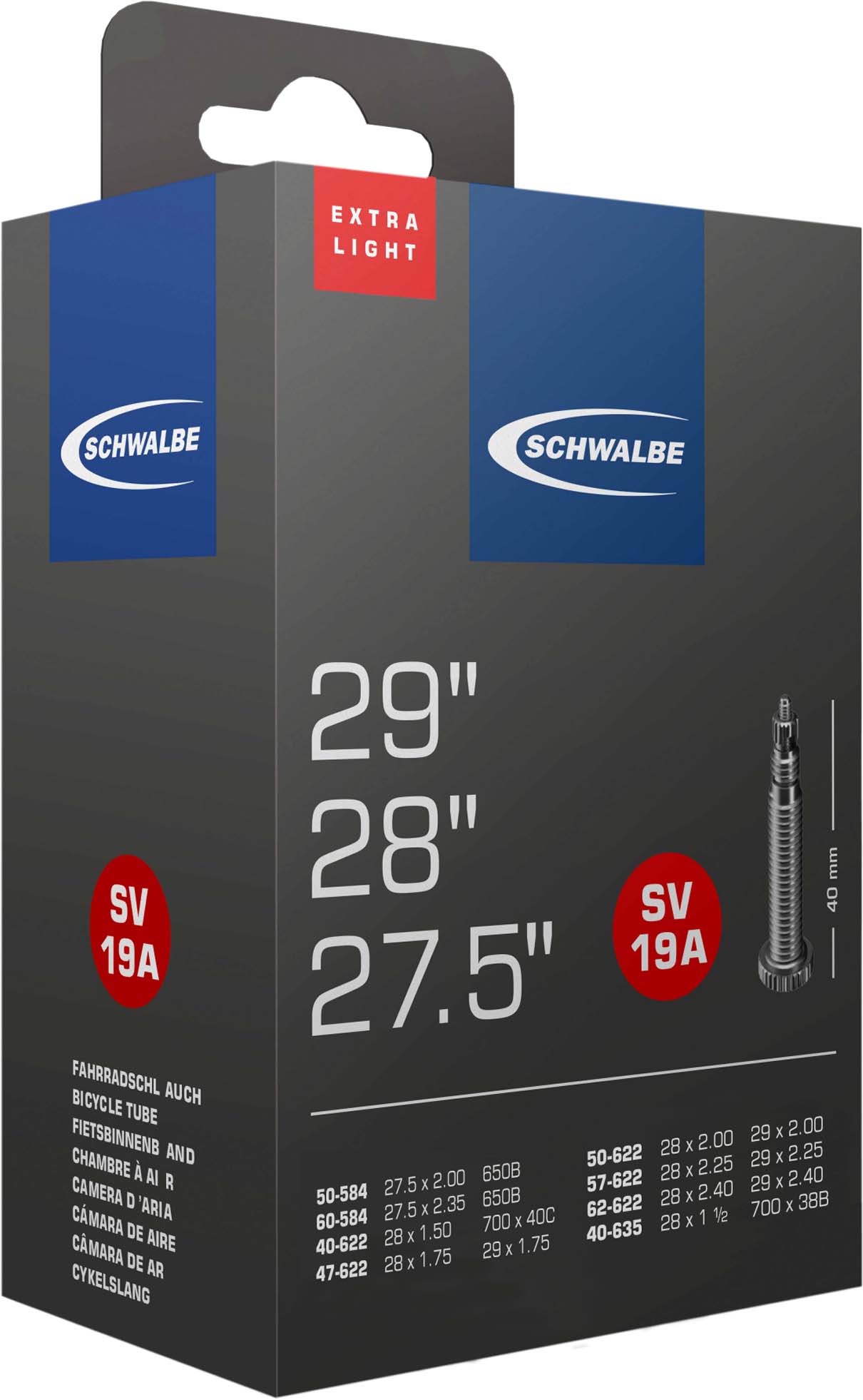 Schwalbe Chambre à air SV Nr. 19A (27.5"/28"/29")