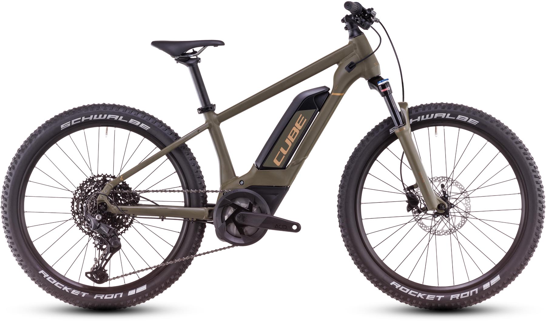 Cube Acid 240 Hybrid Rookie SLX 500 dustyolive n gold 2025 - VTT semi-rigide électrique