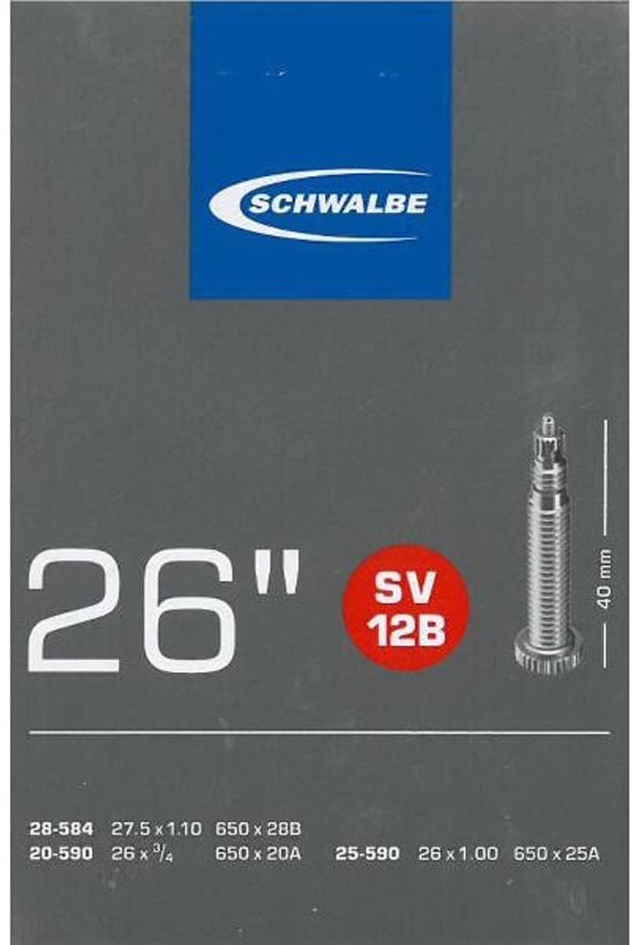 Schwalbe Tuyau n° 12B 26x7/8-1,00" 20/28-584/590 SV 40 mm