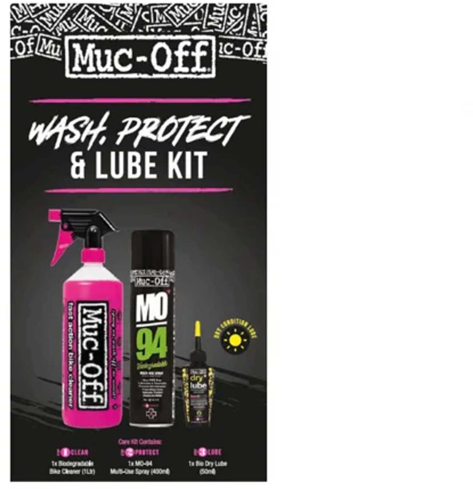 Muc-Off Kit Wash, Protect, Lube (version Dry Lube) black nos