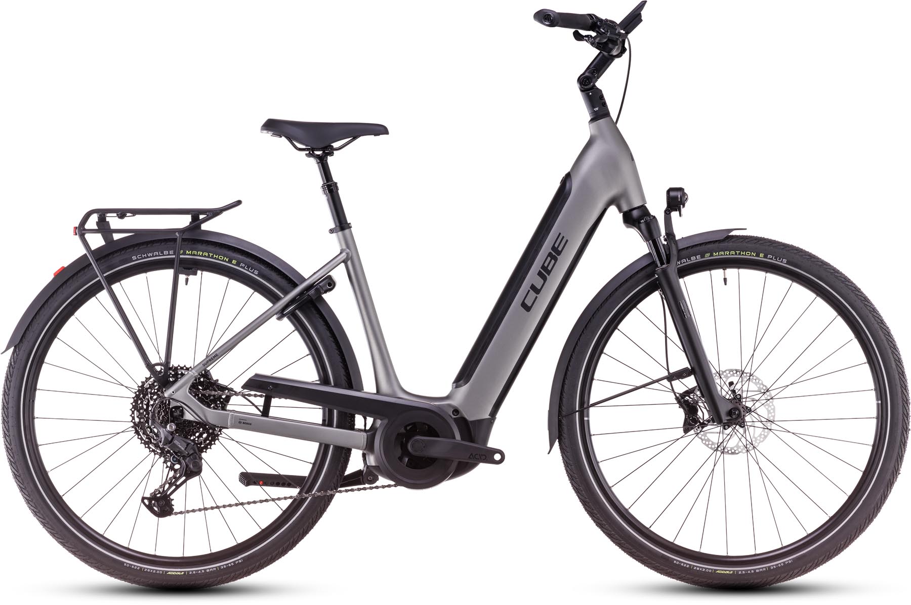Cube Supreme Hybrid SLX 625 grey n lunar 2025 - Vélo trekking électrique col de cygne