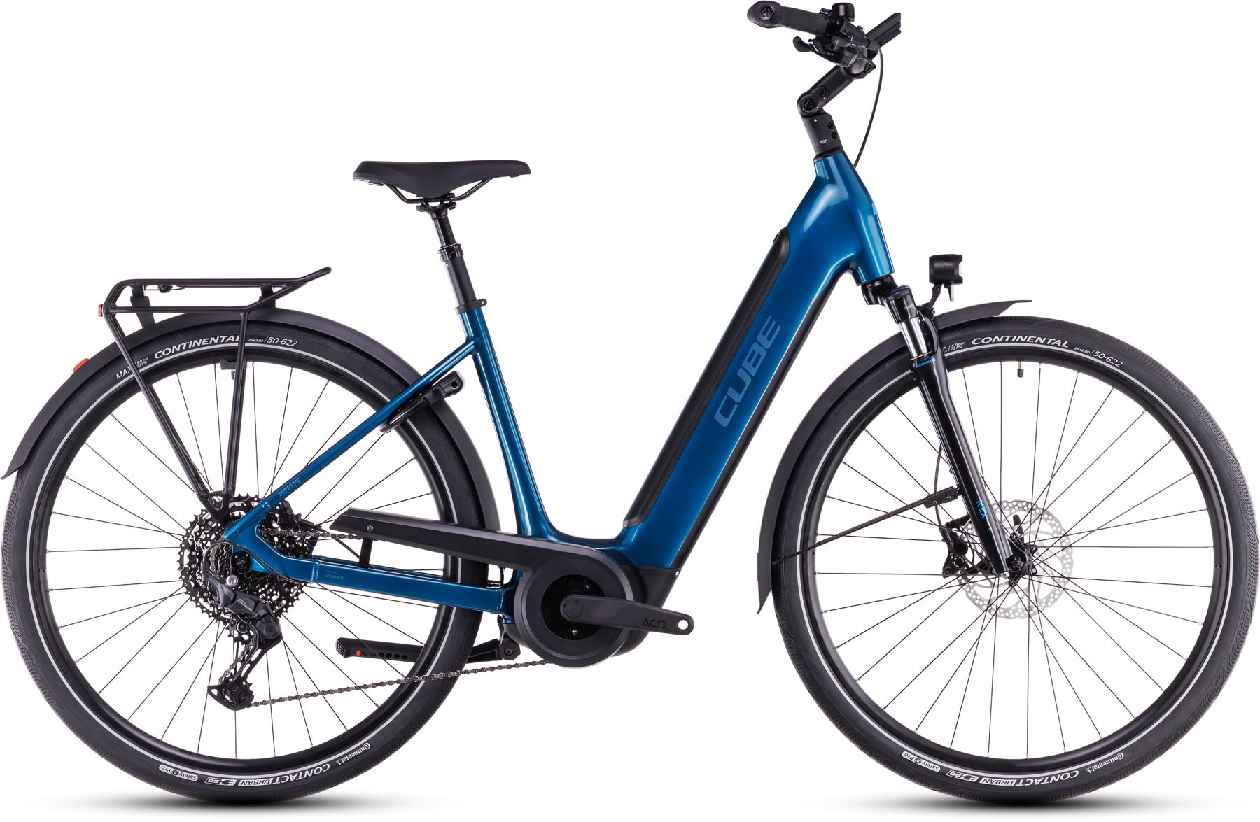 Cube Supreme Hybrid Pro 625 electricblue n blue 2025 - Vélo trekking électrique col de cygne