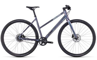 Vélo de fitness Cube Hyde avec cadre trapèze, couleur argent.