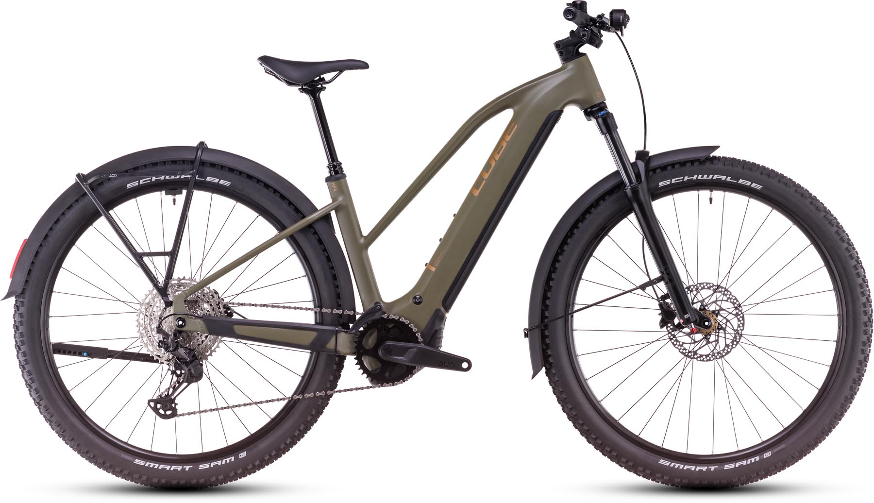 Cube Reaction Hybrid Pro Allroad 800 dustyolive n gold 2025 - VTT semi-rigide électrique Femme
