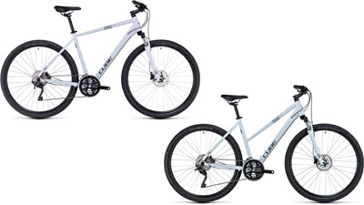 Deux vélos Cube Nature Pro avec cadre diamant et cadre trapèze.