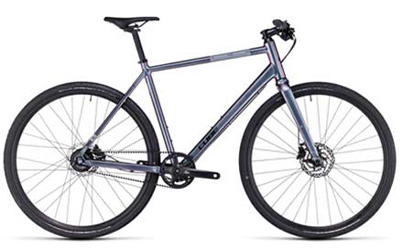 Vélo de fitness Cube Hyde avec cadre diamant argenté.