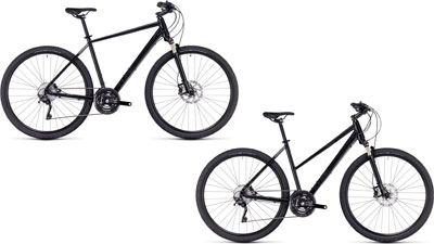 Deux vélos Cube Nature SLX avec cadre diamant et cadre trapèze.