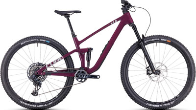 Vélo tout suspendu Cube Stereo ONE44 C:68X SLX en rouge baie.