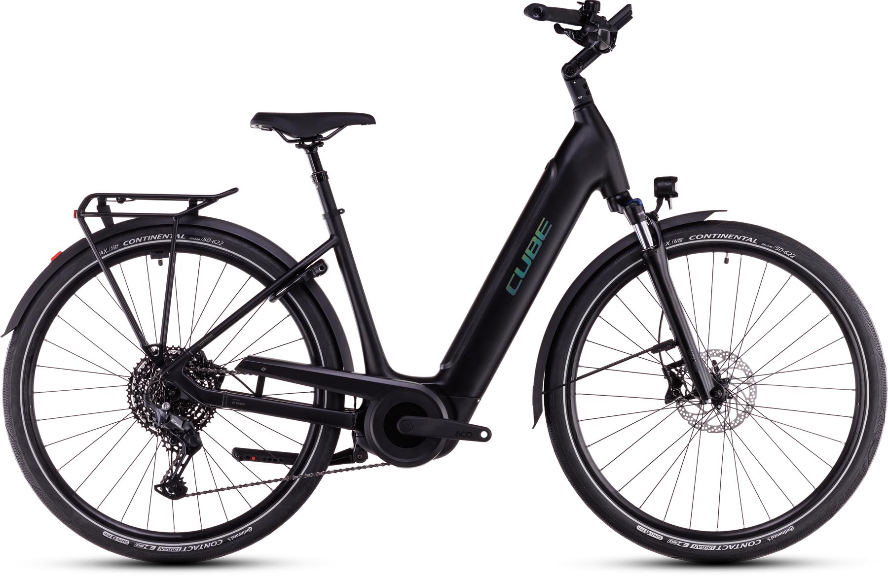 Cube Supreme Hybrid Pro 625 black n spectral 2025 - Vélo trekking électrique col de cygne